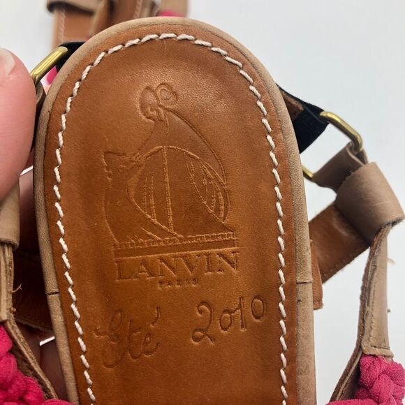 NEW Lanvin Pink Crochet Pearl T-strap Sandals 9 Summer‎ Strap Flat 39 - Picture 8 of 8